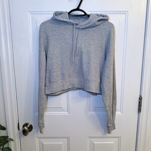 Sunday Best Gray Waffle Knit Cropped Hoodie